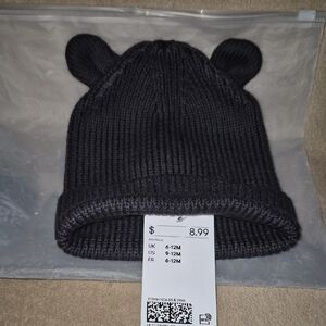 Adorable Black Knit Bear Ear Hat for Kids